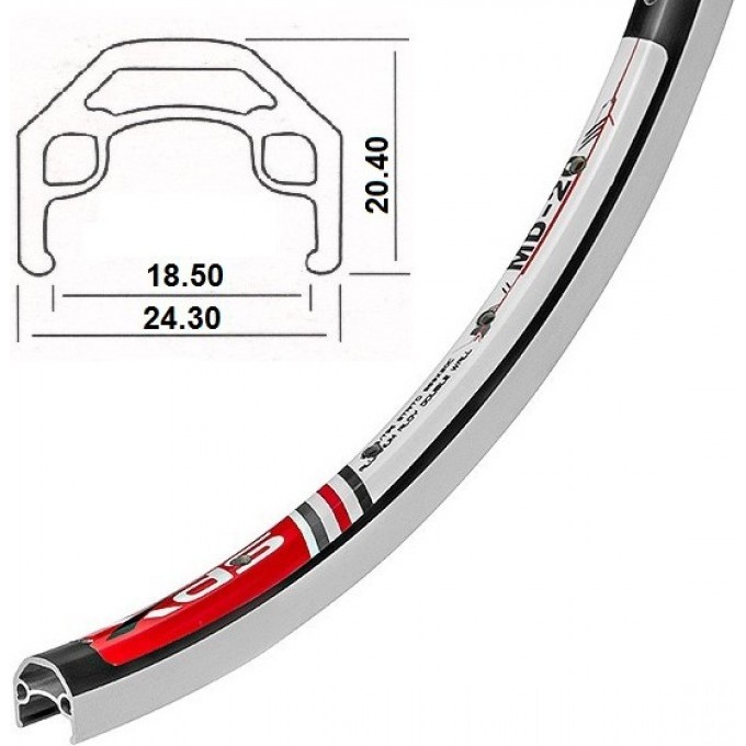 Обод 24" MD-20 32H двойной фрезерованный, черный 330098