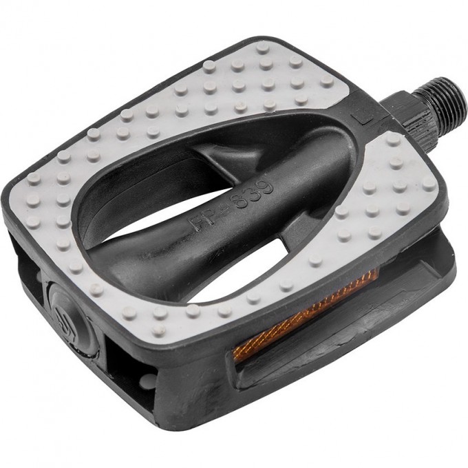 Педали FP-839, ось 9/16" со светоотражателями, пластиковые чёрно-серые 360127