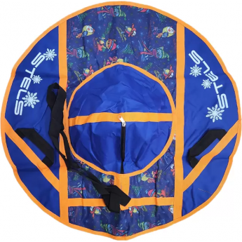 Санки надувные (тюбинг) STELS 90 см, ткань с рисунком без камеры СН030, синий/синий+зверюшки